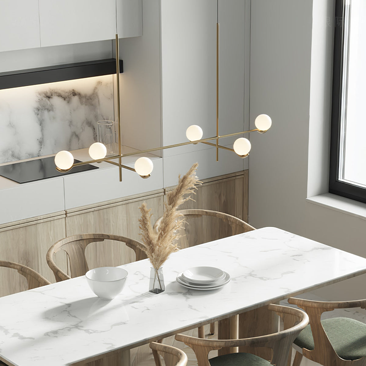 Fayno White Globe Chandelier