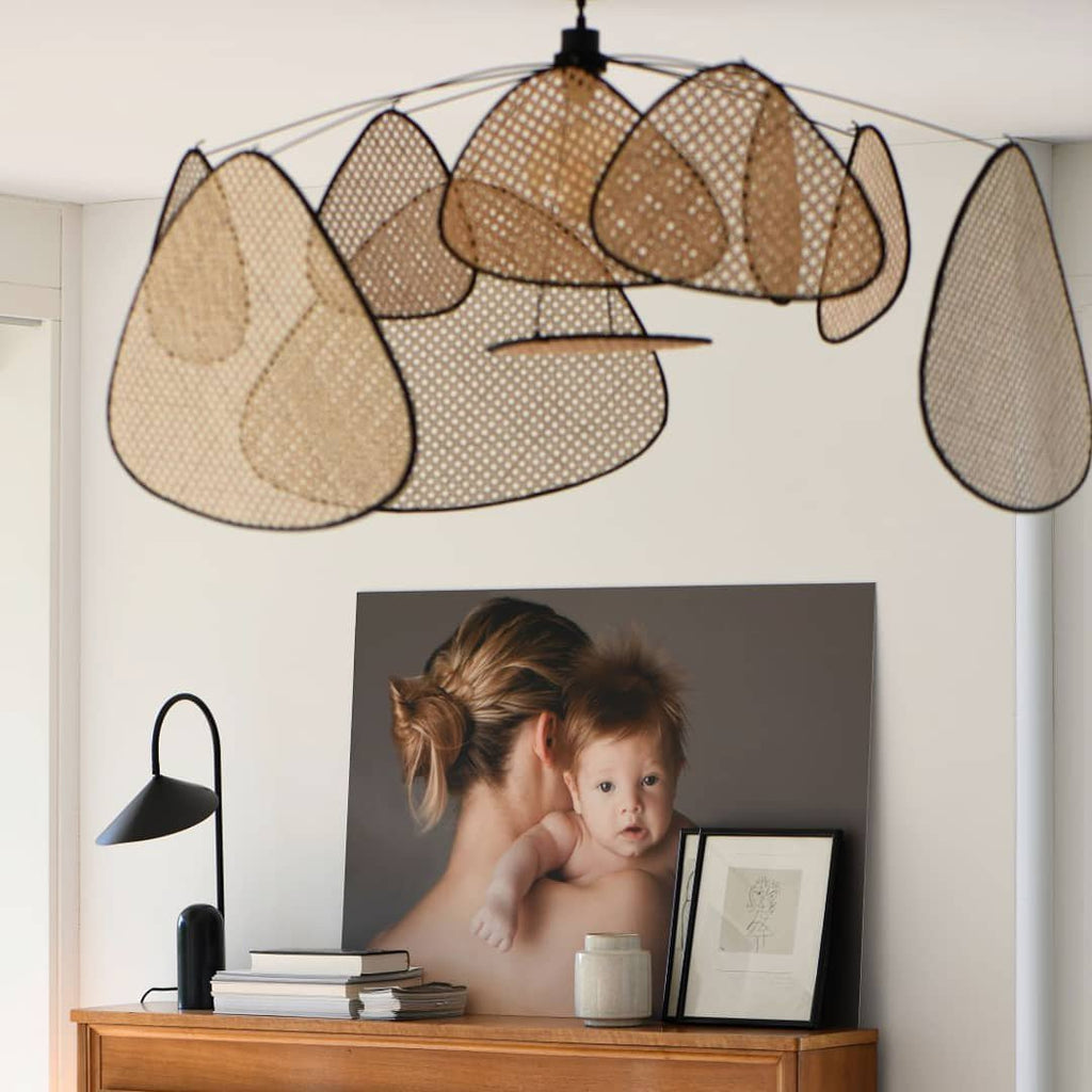 Lustra Pendant Light Rattan Swag Industrial