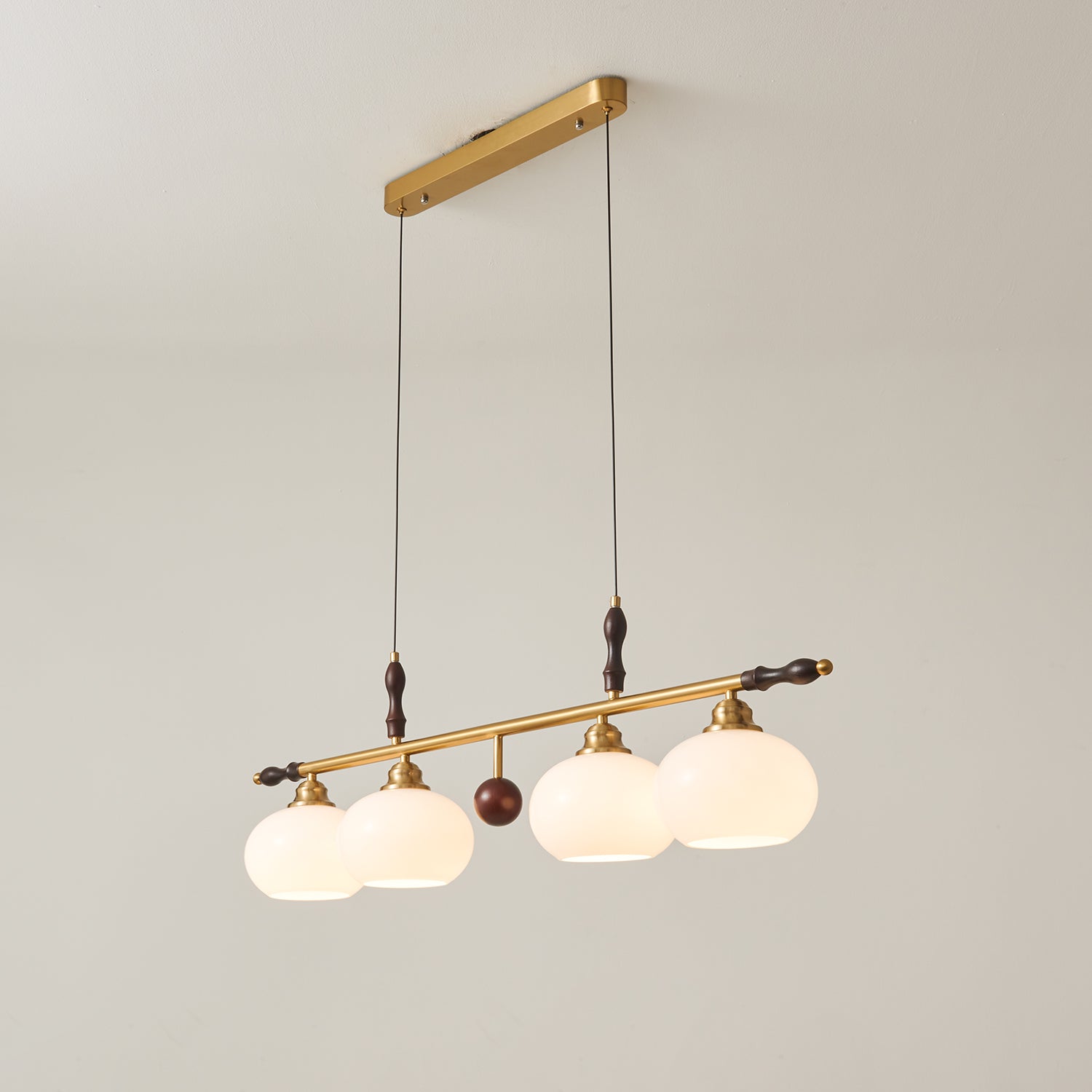 Sylvara Premium Elegance Traditional Wood Glass Pendant Lamp