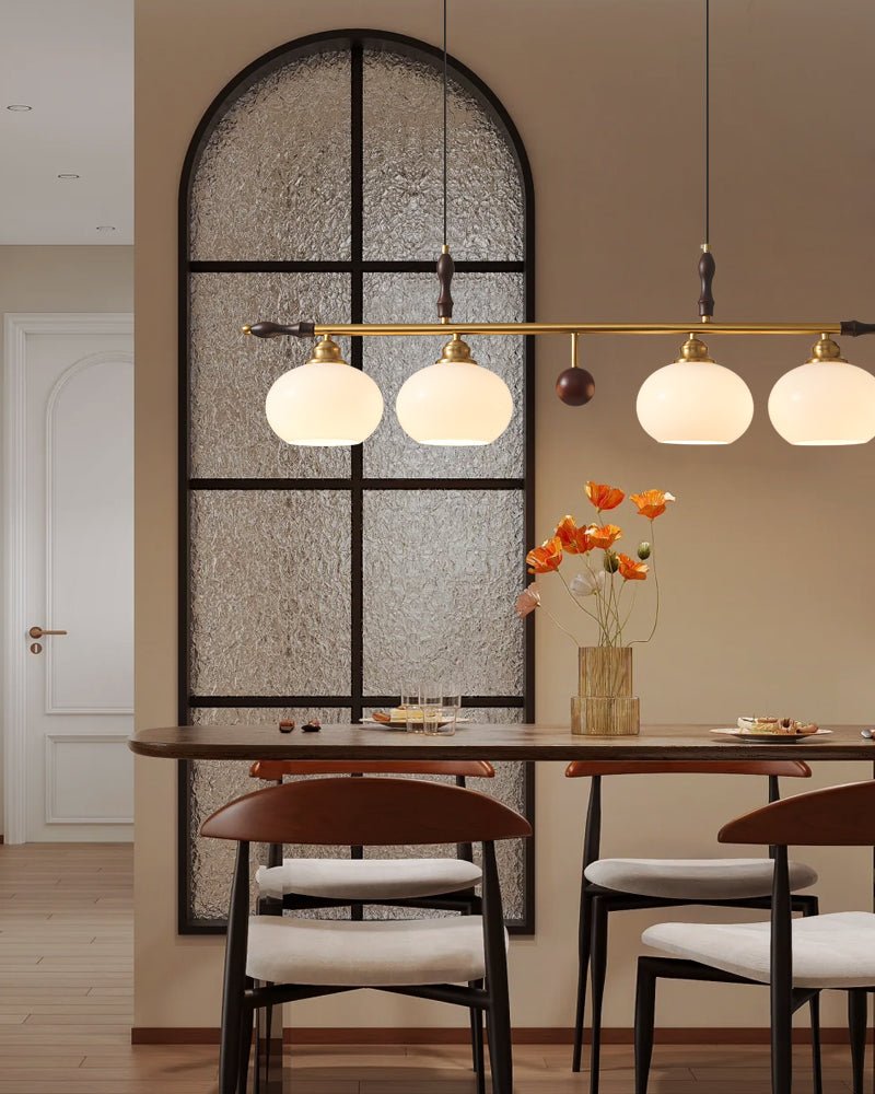 Sylvara Premium Elegance Traditional Wood Glass Pendant Lamp