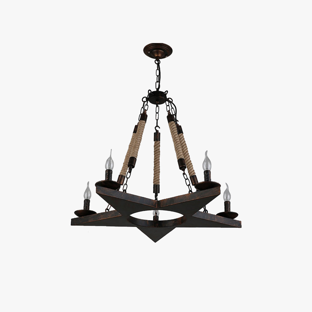 Epoch Retro Pentagram Chandelier Rust /Rope Cafe/Restaurant