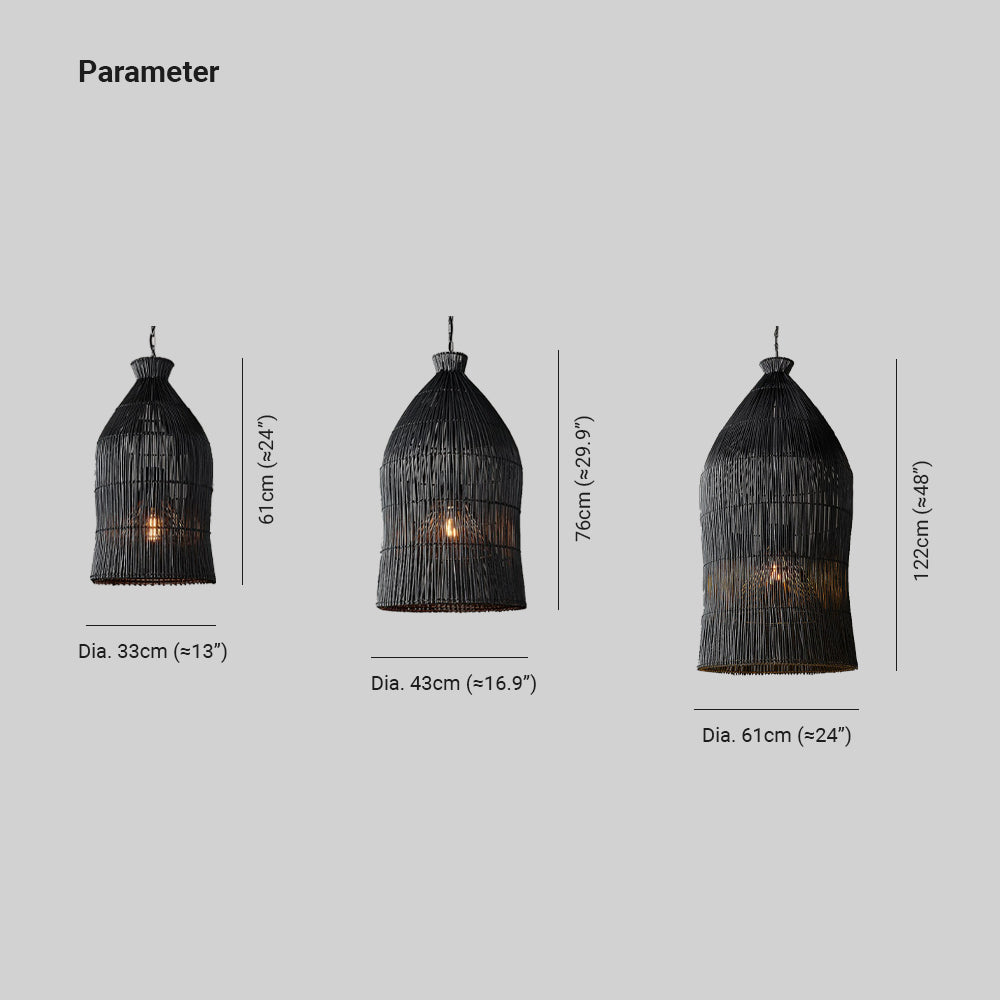 Ritta Design Birdcage LED Pendant Light Rattan Bedroom Living Room