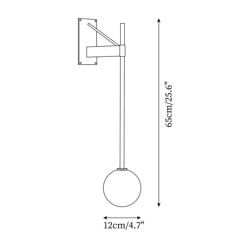Wall Lamp Rod Glass Globe Minimal Lamp Fixture Bedside