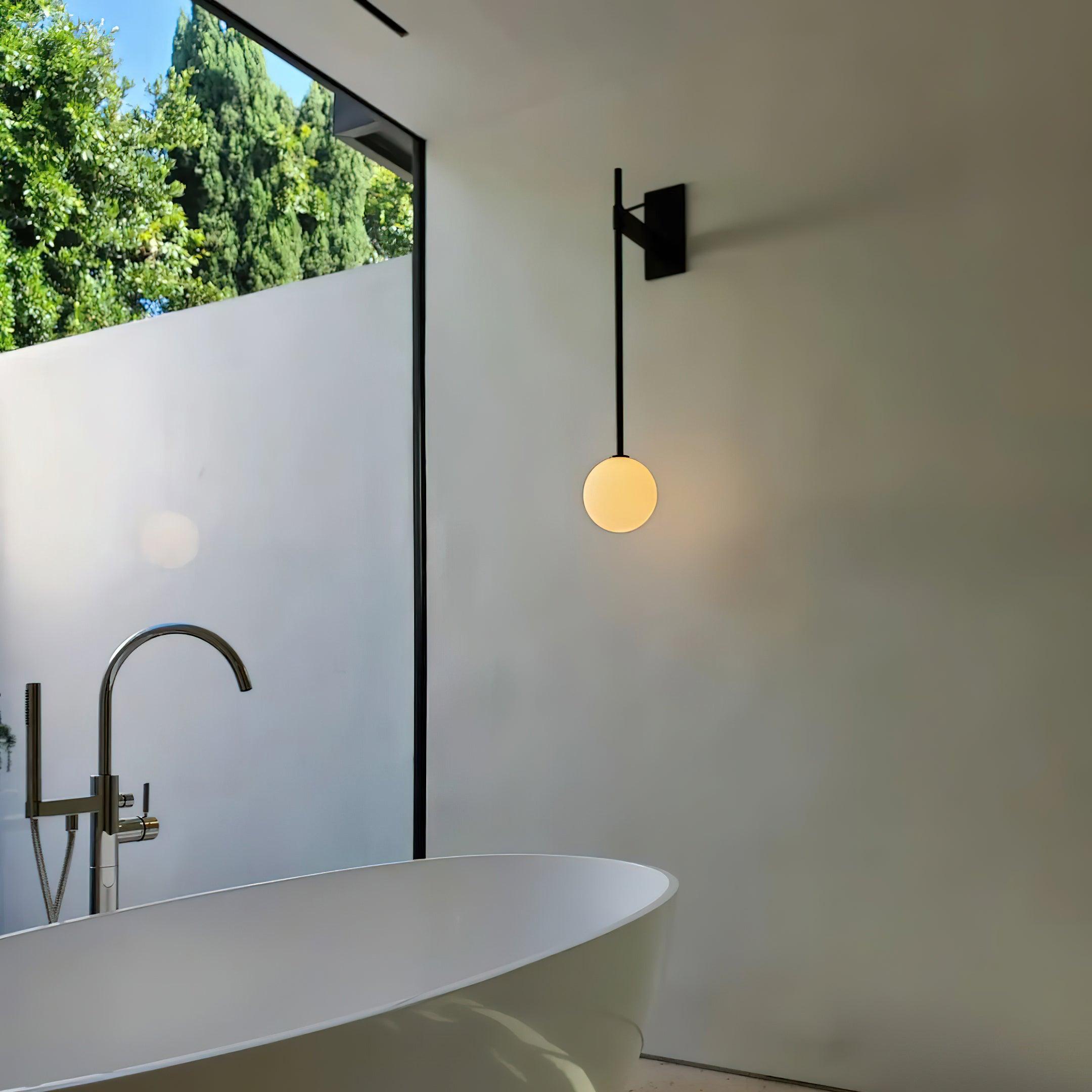 Wall Lamp Rod Glass Globe Minimal Lamp Fixture Bedside