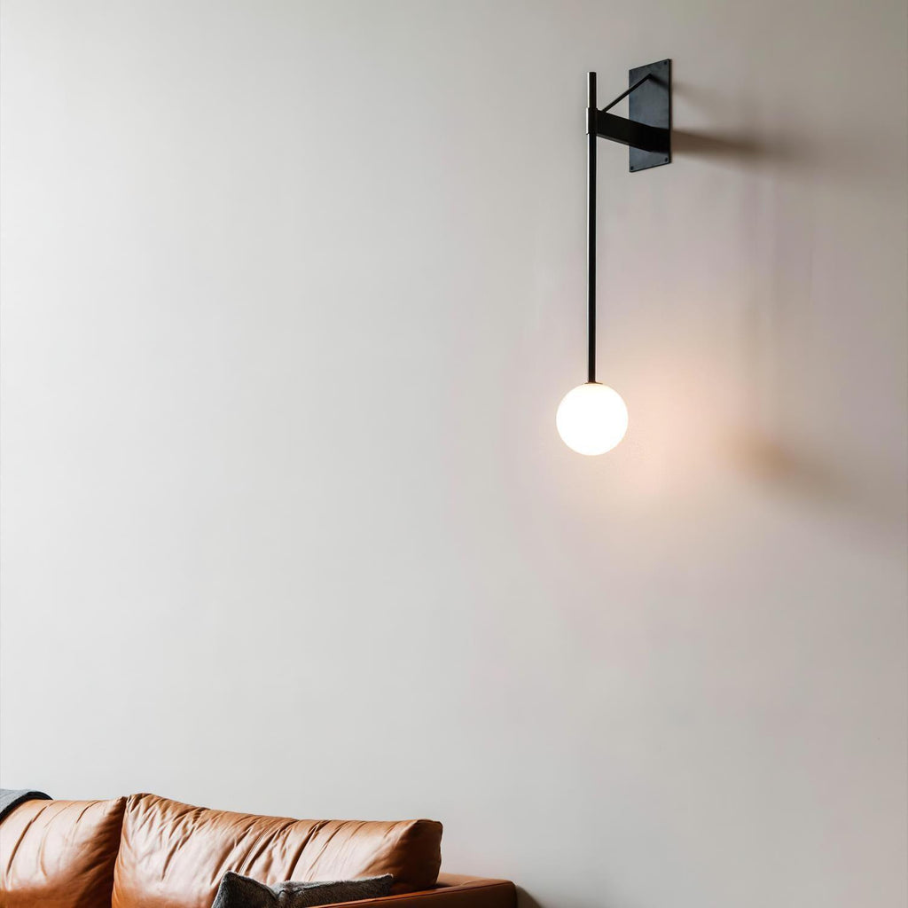 Wall Lamp Rod Glass Globe Minimal Lamp Fixture Bedside