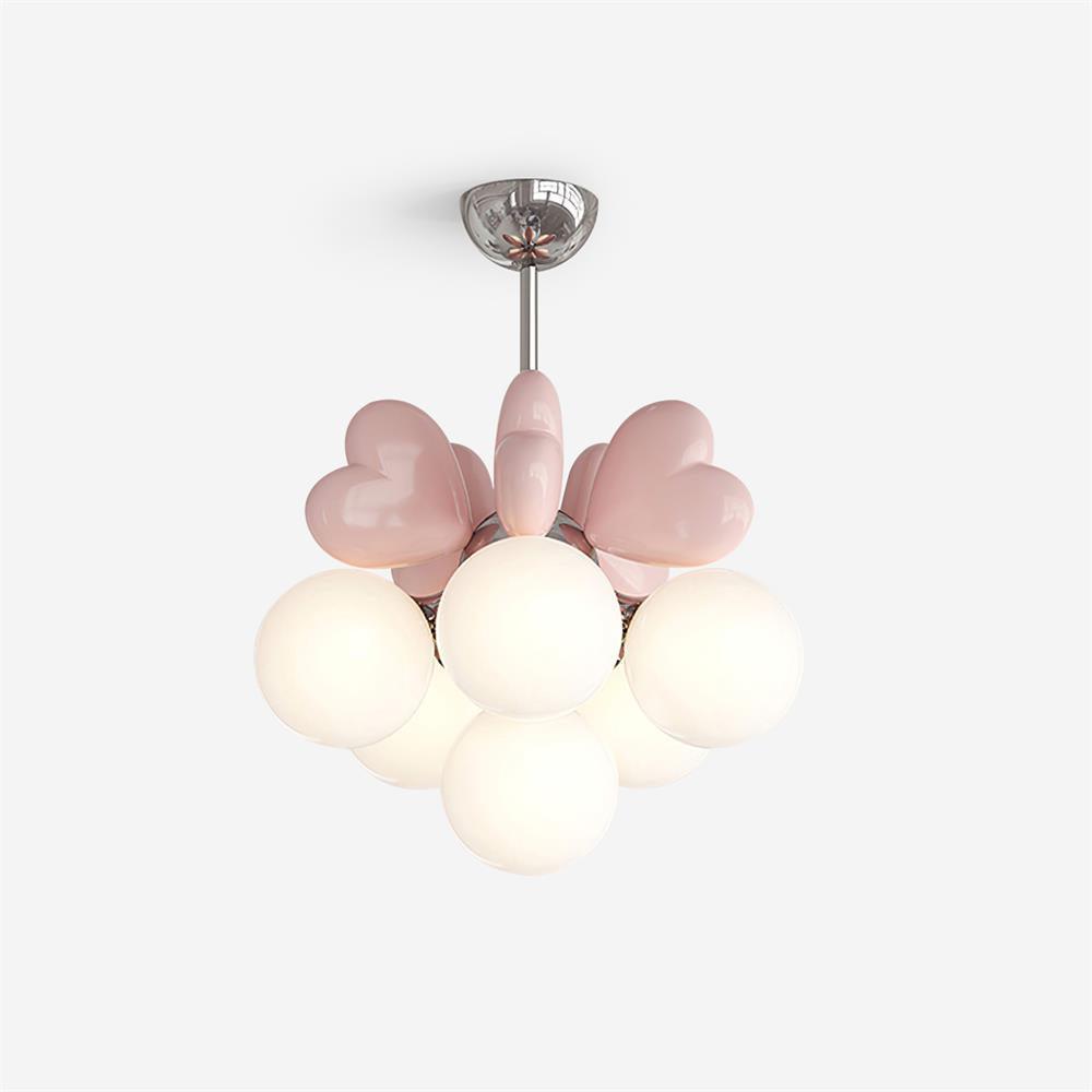 Chandelier Heart Accents Globe Shades Playful Modern Kids Room