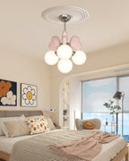 Chandelier Heart Accents Globe Shades Playful Modern Kids Room