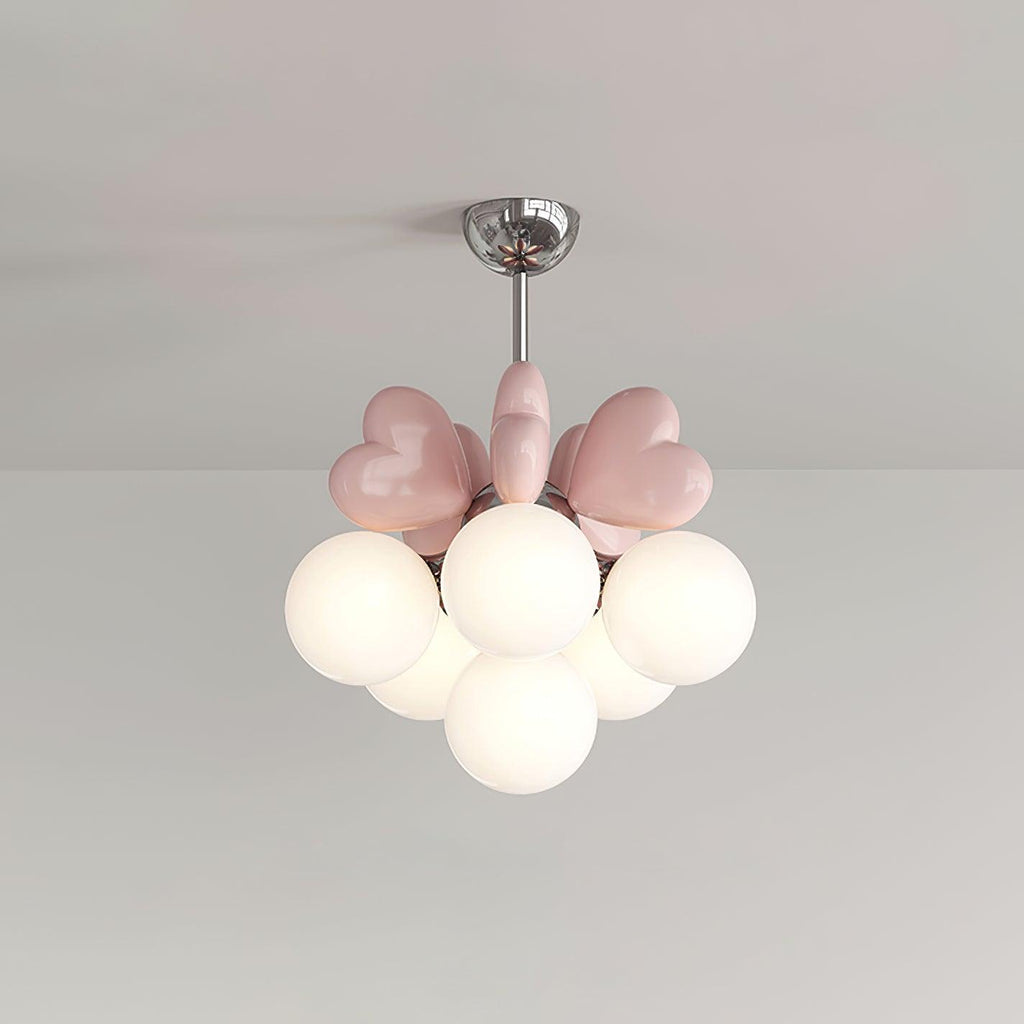 Chandelier Heart Accents Globe Shades Playful Modern Kids Room