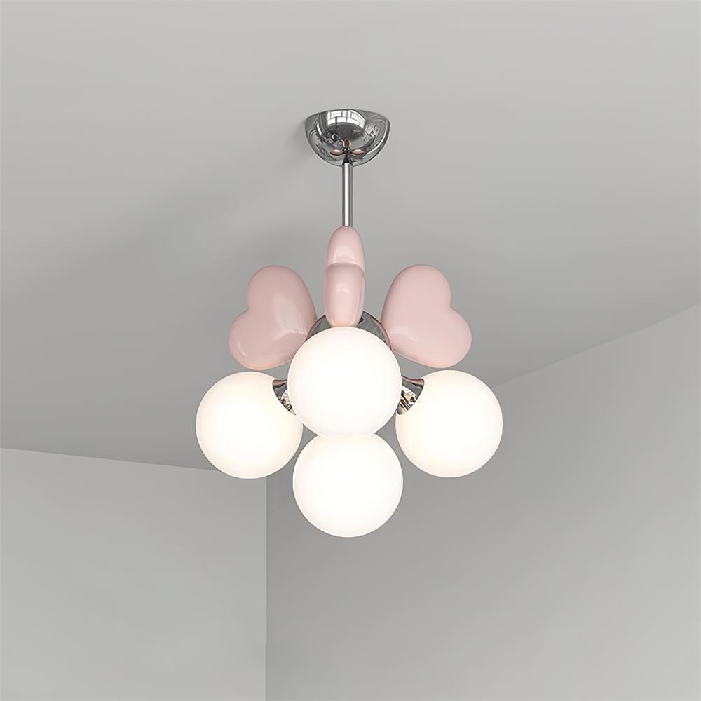 Chandelier Heart Accents Globe Shades Playful Modern Kids Room