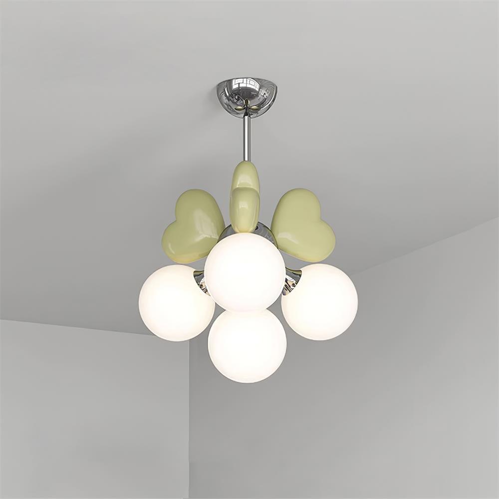 Chandelier Heart Accents Globe Shades Playful Modern Kids Room