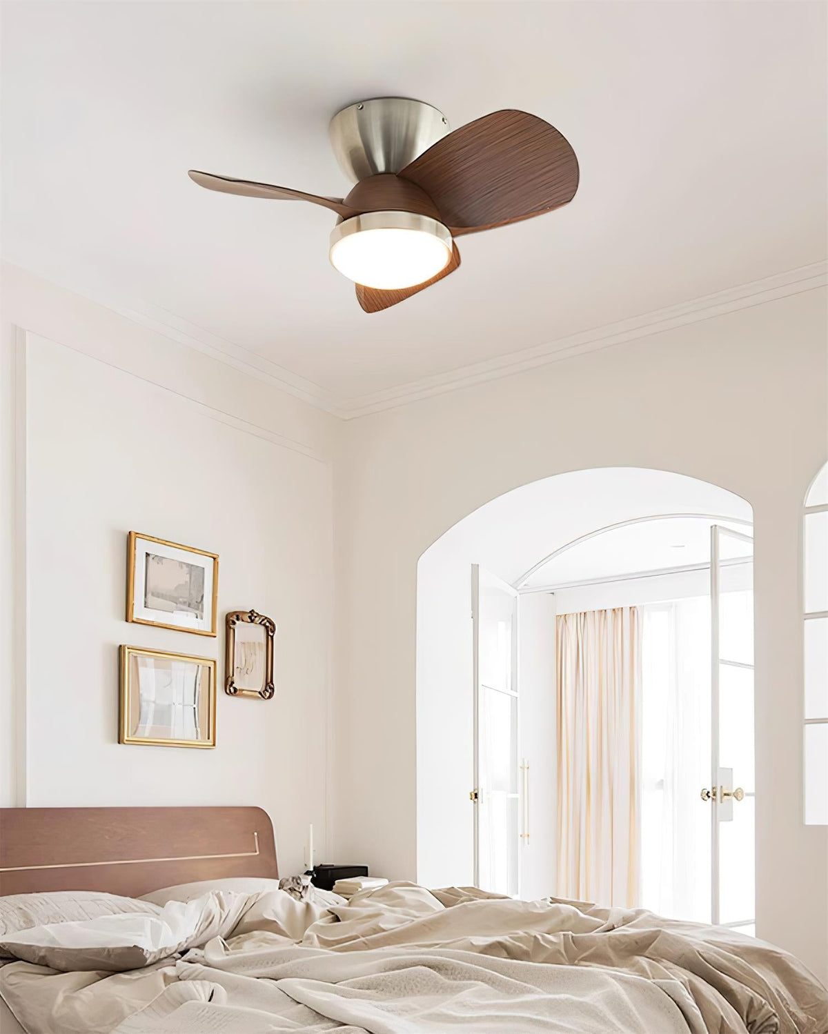 Talaya Ceiling Fan Light Wooden Blades Modern Bedroom