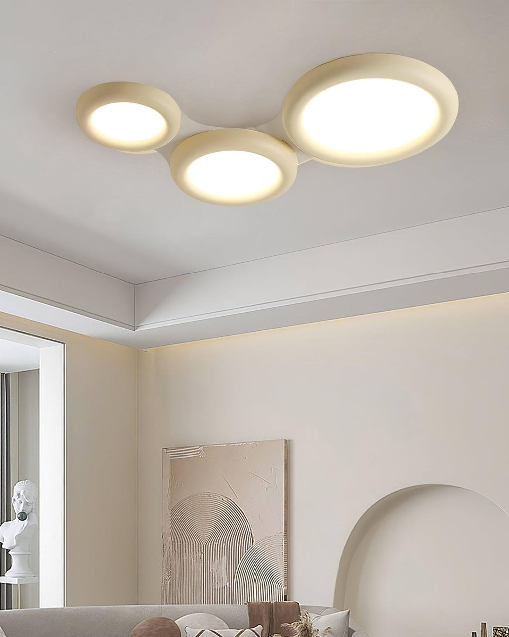 Ceiling Light Beige Flush Mount with Acrylic Canopy Minimalist