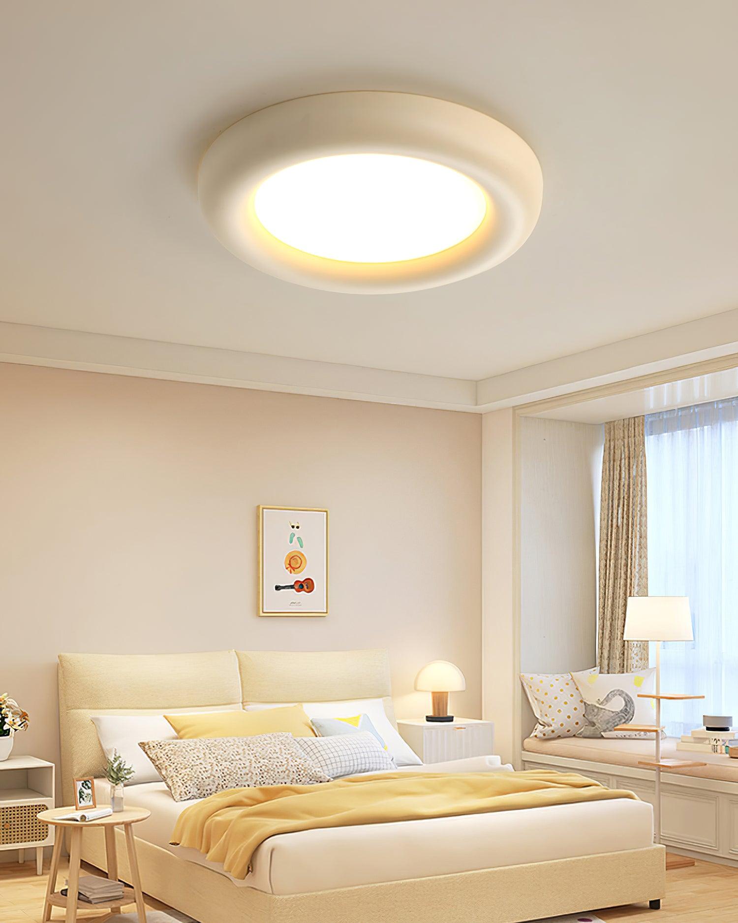 Ceiling Light Beige Flush Mount with Acrylic Canopy Minimalist