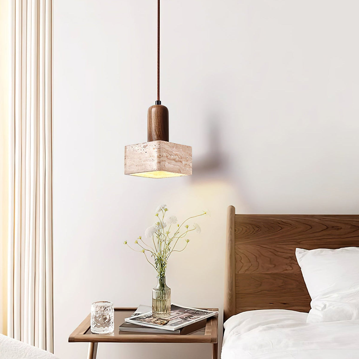Ritta  Square Travertine Pendant Light