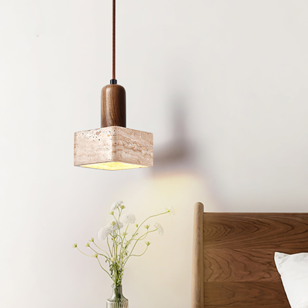 Ritta  Square Travertine Pendant Light