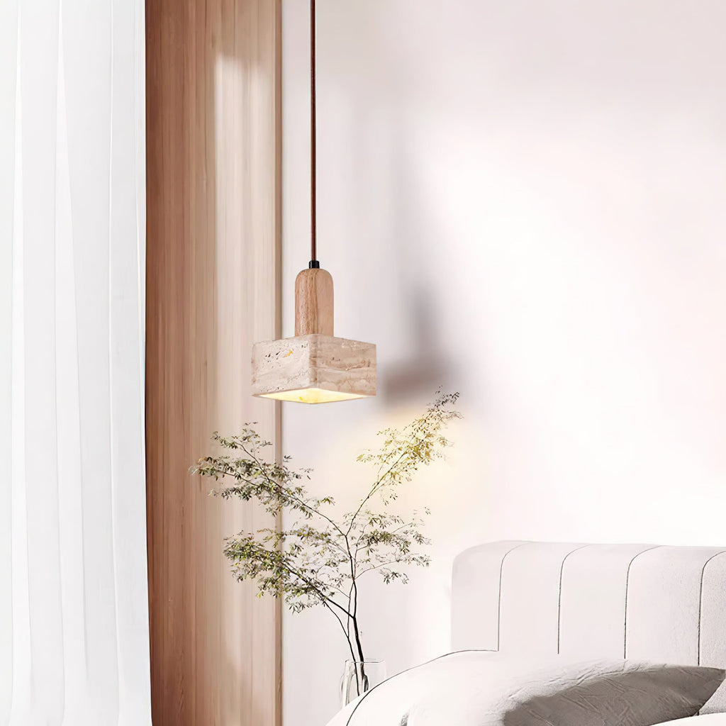Ritta  Square Travertine Pendant Light