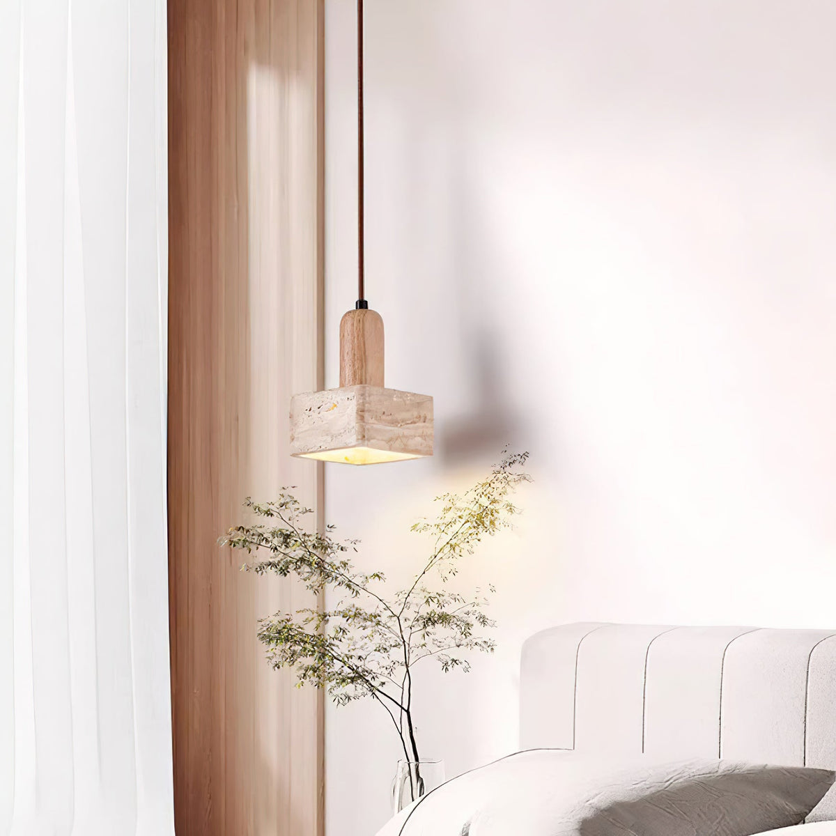 Ritta  Square Travertine Pendant Light