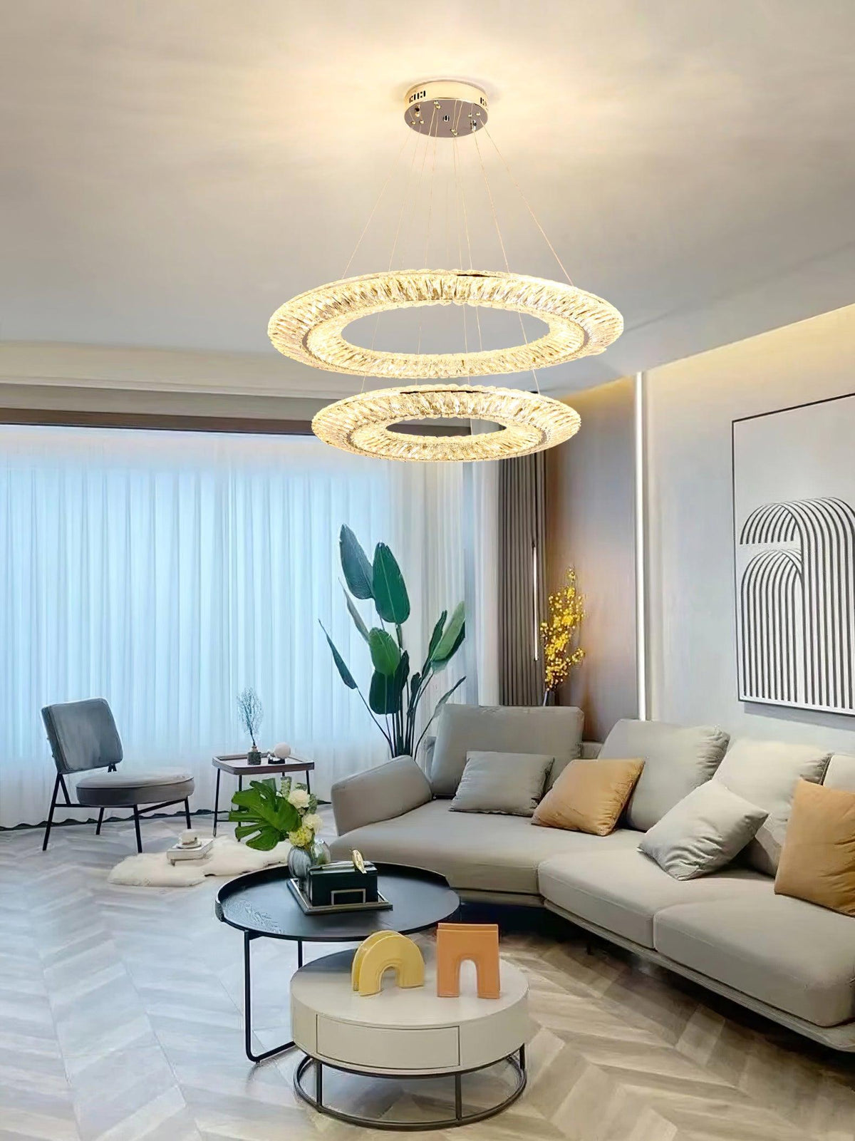 Lustra Chandelier Geometric Crystal LED Elegant