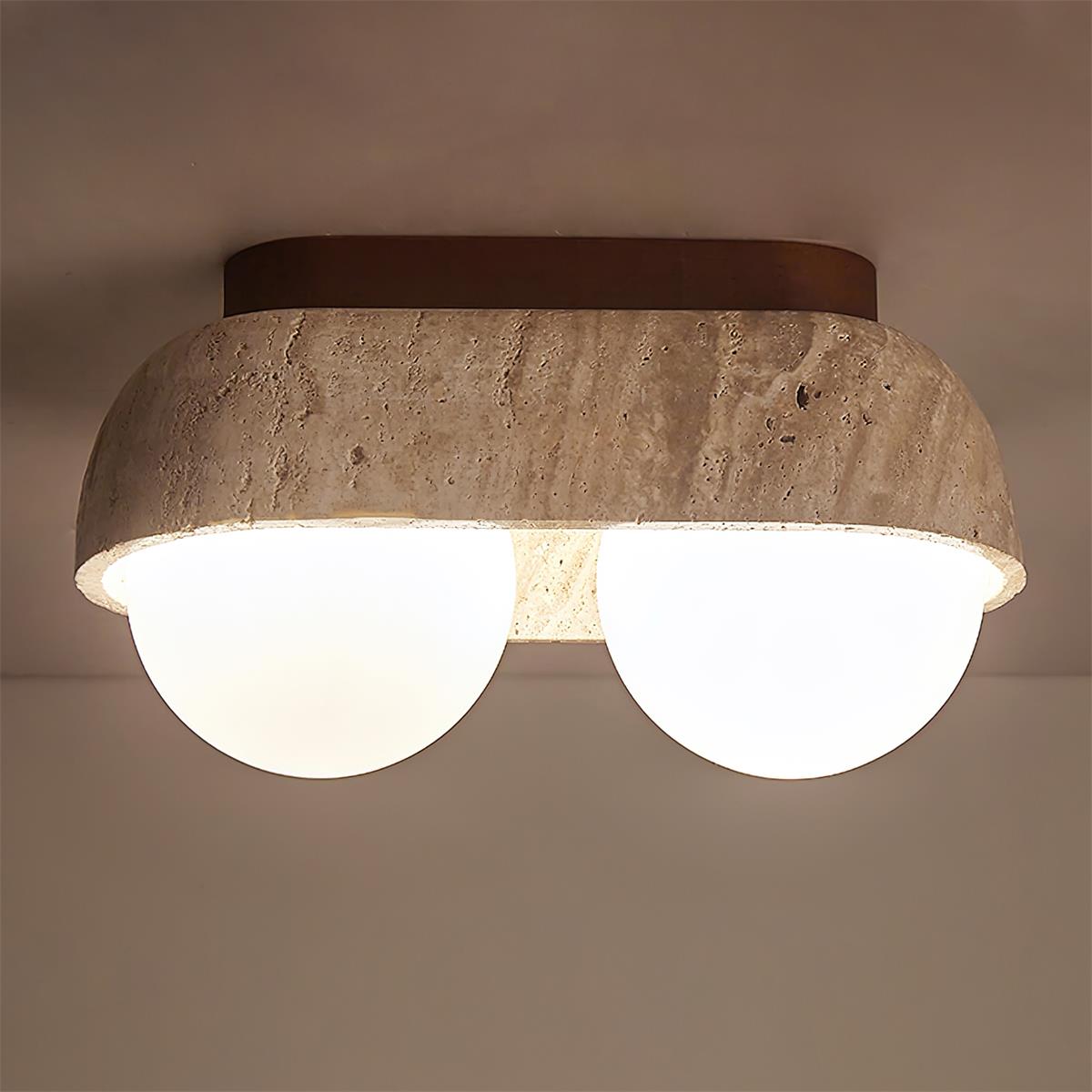 Ritta Ceiling Light  Travertine Rectangular