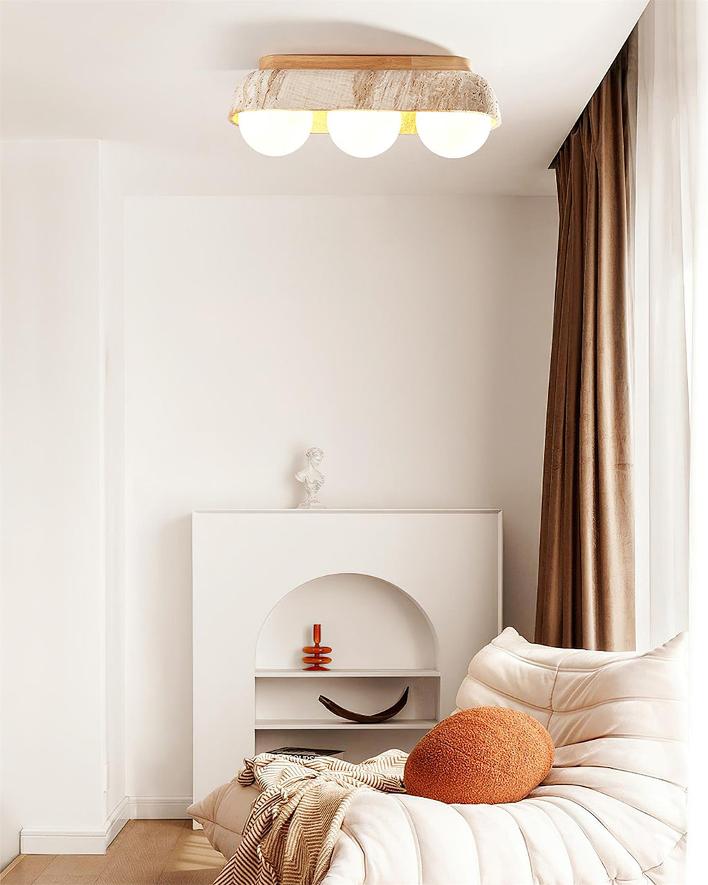 Ritta Ceiling Light  Travertine Rectangular