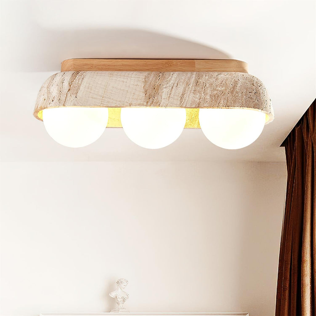 Ritta Ceiling Light  Travertine Rectangular