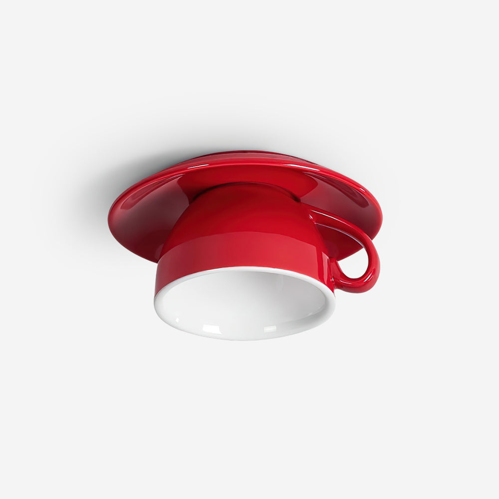 Teacup Ceiling Lamp Red Ceramics
