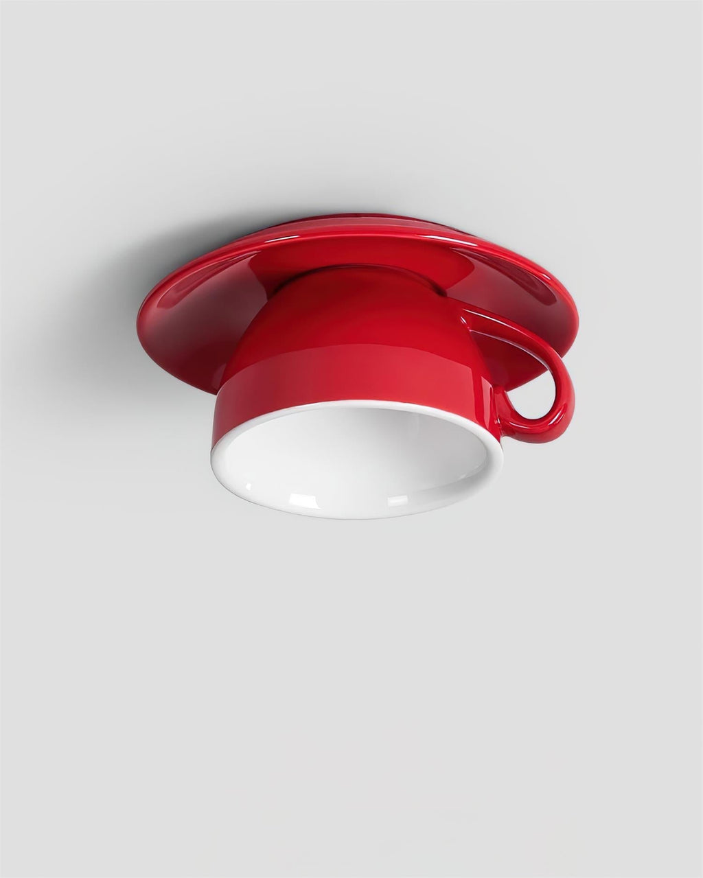 Teacup Ceiling Lamp Red Ceramics