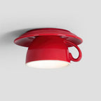 Teacup Ceiling Lamp Red Ceramics