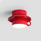 Teacup Ceiling Lamp Red Ceramics
