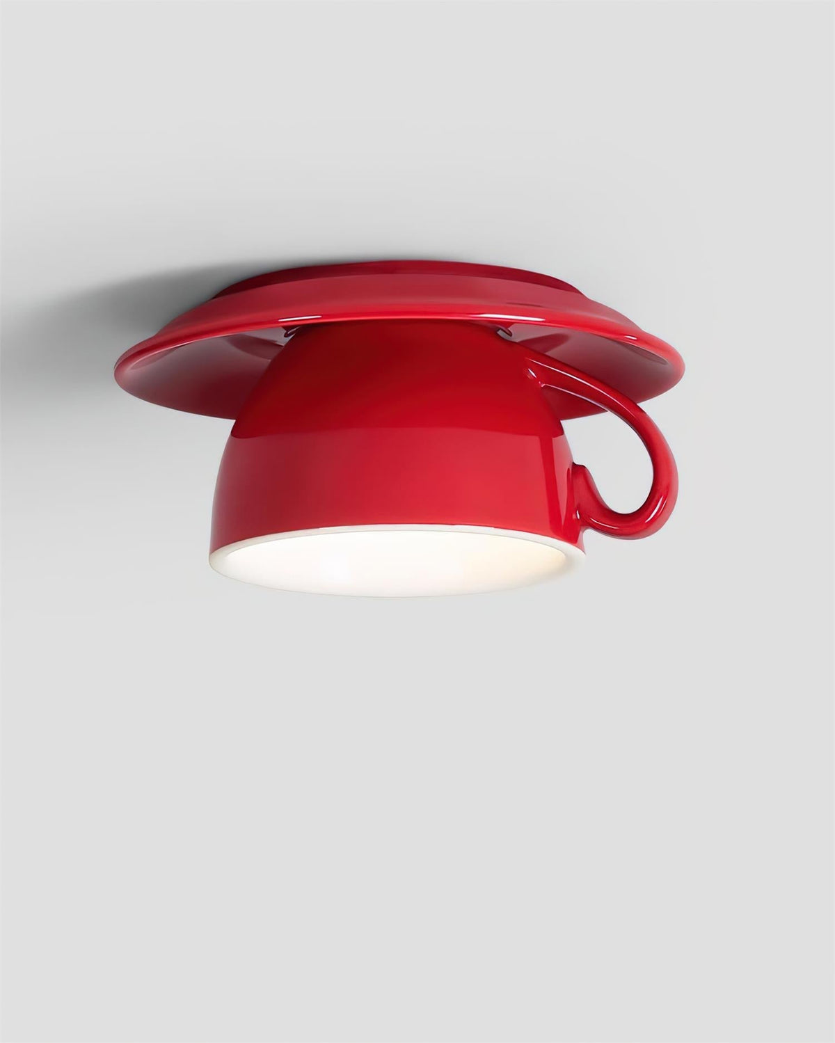 Teacup Ceiling Lamp Red Ceramics