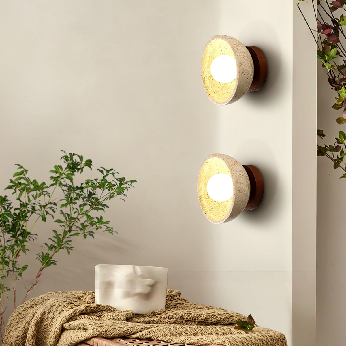 Vacaris Half-Dome Travertine Wall Light
