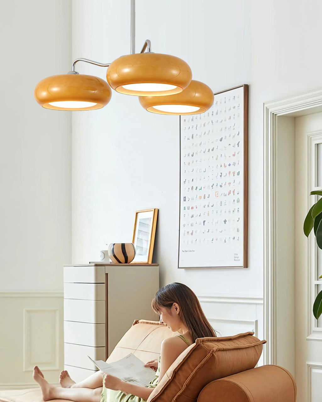 Tetra Ceiling Lamp Triple Globe Retro Modern Living Room