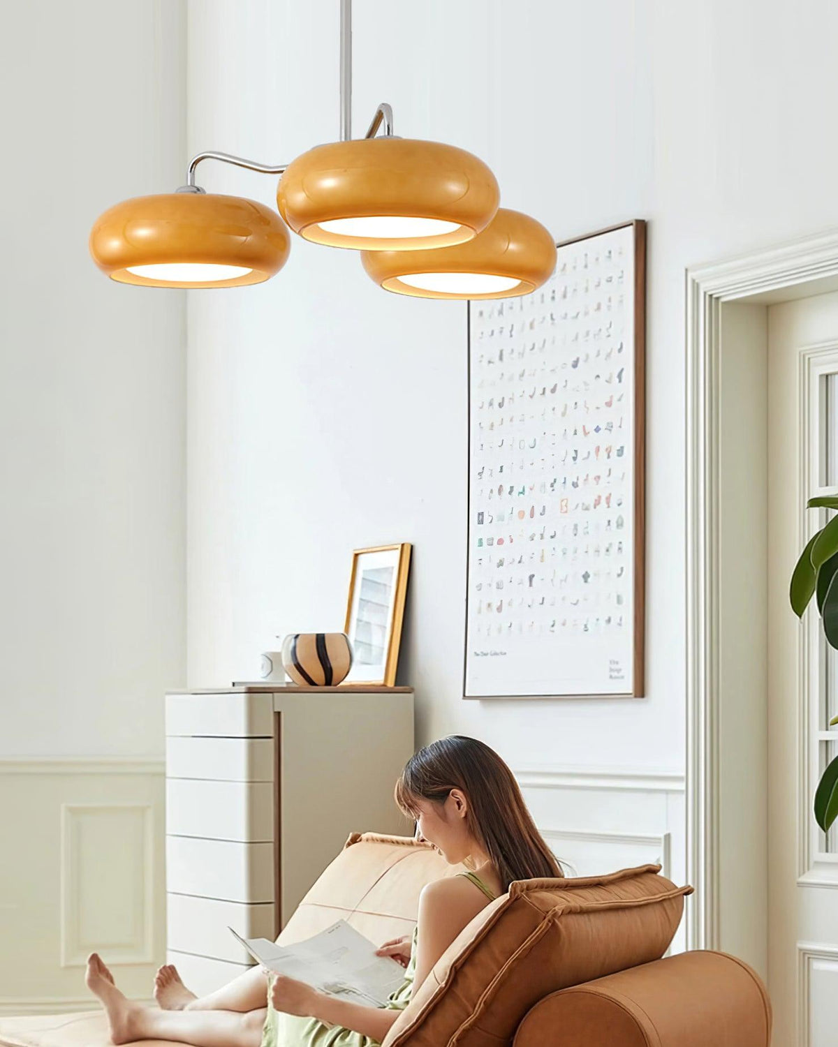 Tetra Ceiling Lamp Triple Globe Retro Modern Living Room