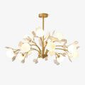 Lustra Chandelier Ginkgo Leaf Brass Ceramic Glass
