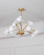 Lustra Chandelier Ginkgo Leaf Brass Ceramic Glass