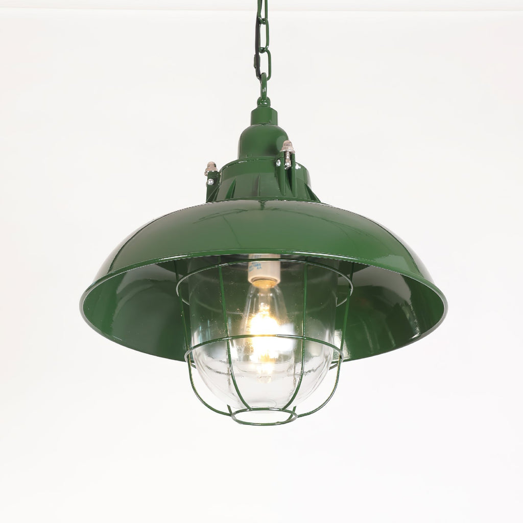 Colaeus Vintage Industrial Swag Green Glass Light