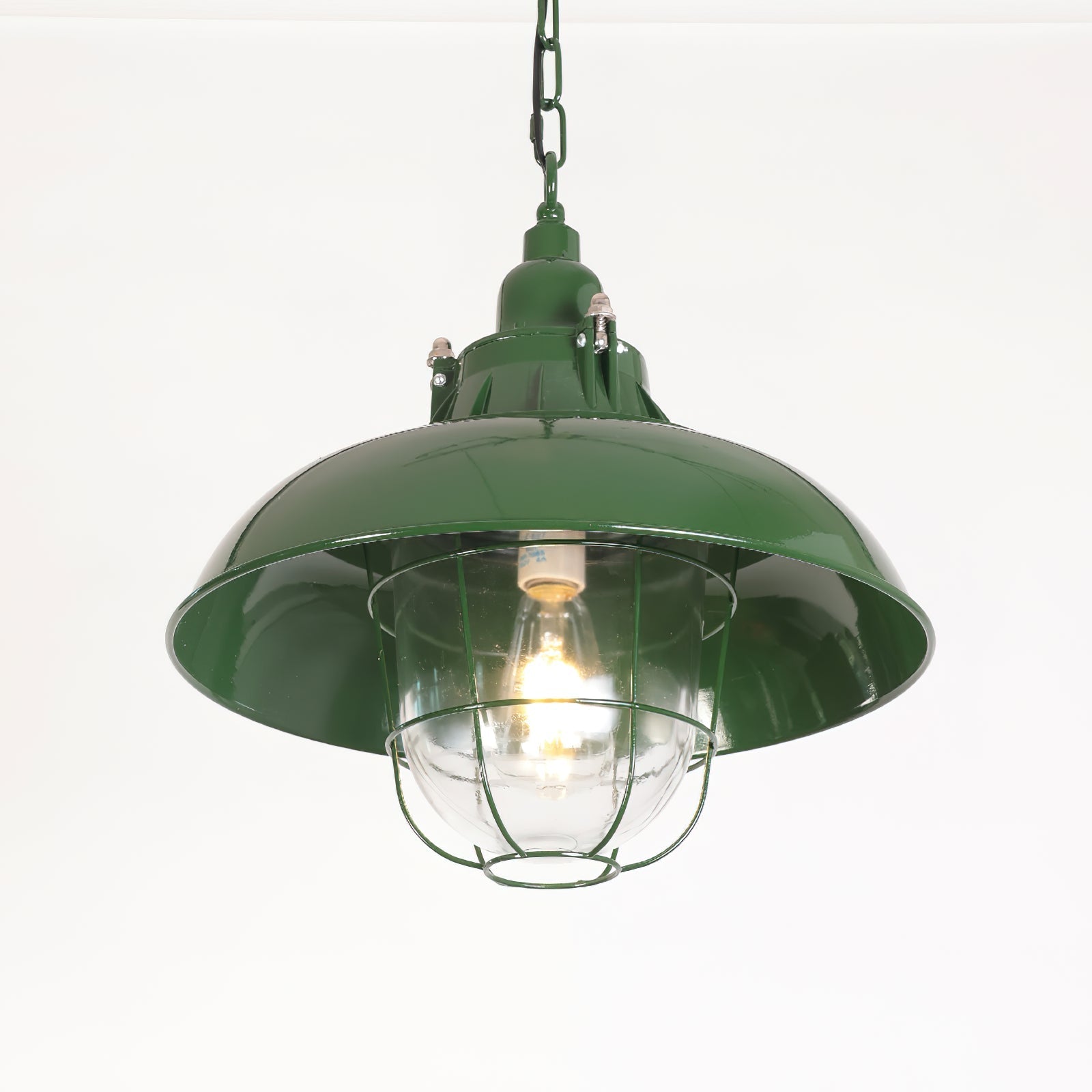 Colaeus Vintage Industrial Swag Green Glass Light