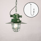 Colaeus Vintage Industrial Swag Green Glass Light
