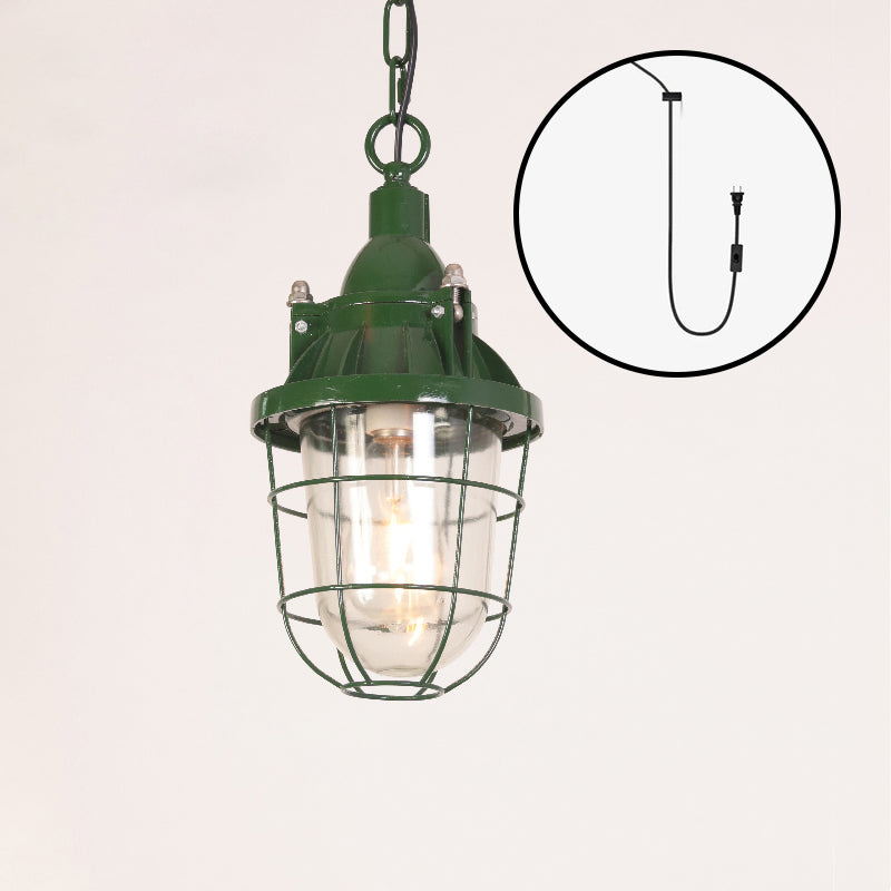 Colaeus Vintage Industrial Swag Green Glass Light
