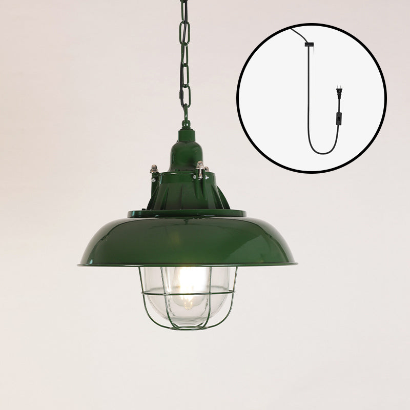 Colaeus Vintage Industrial Swag Green Glass Light