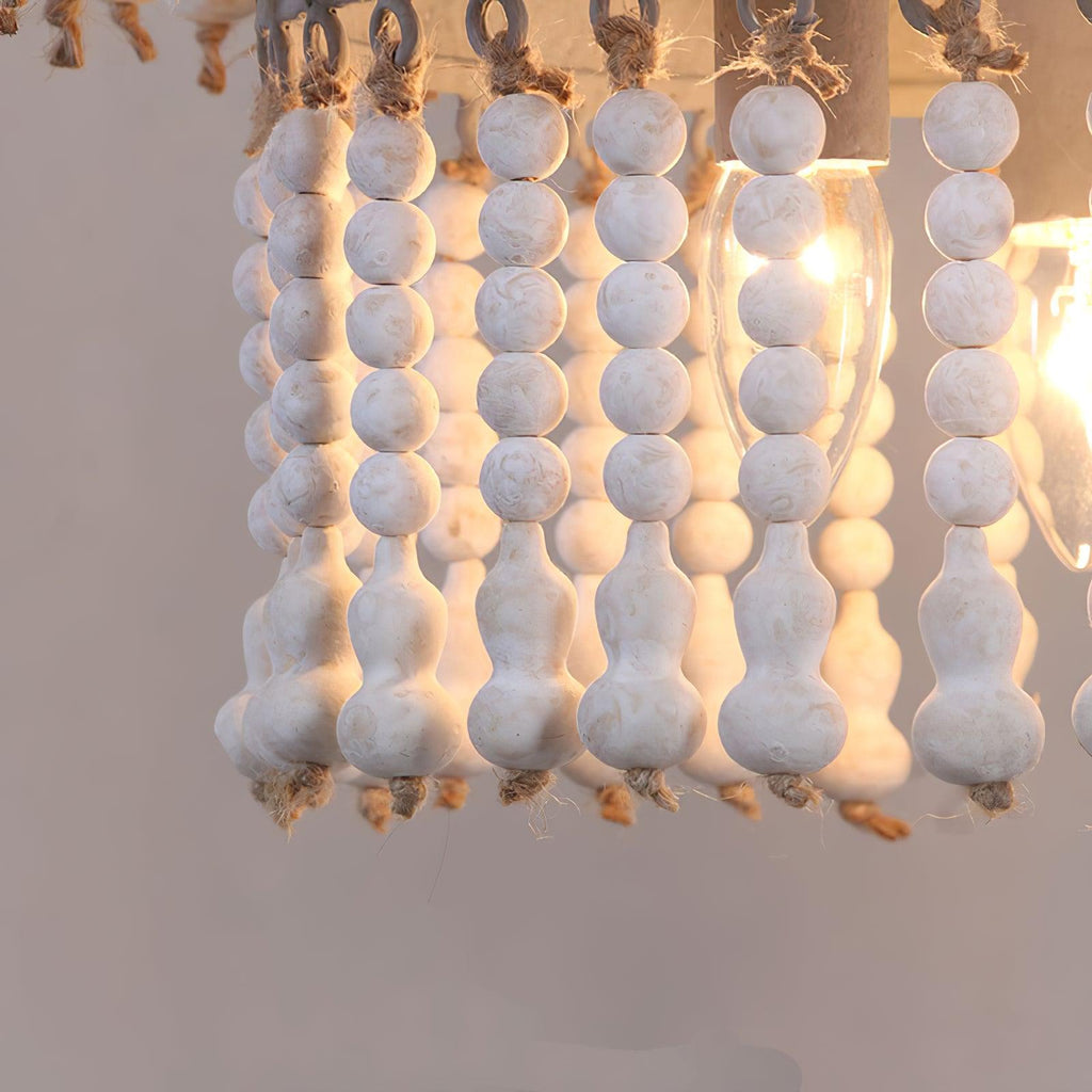 Lustra Chandelier Three Tiered Wood Beaded