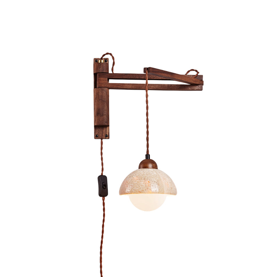 Cezoria Travertine Swing Arm Travertine Sconce Wall Lamp