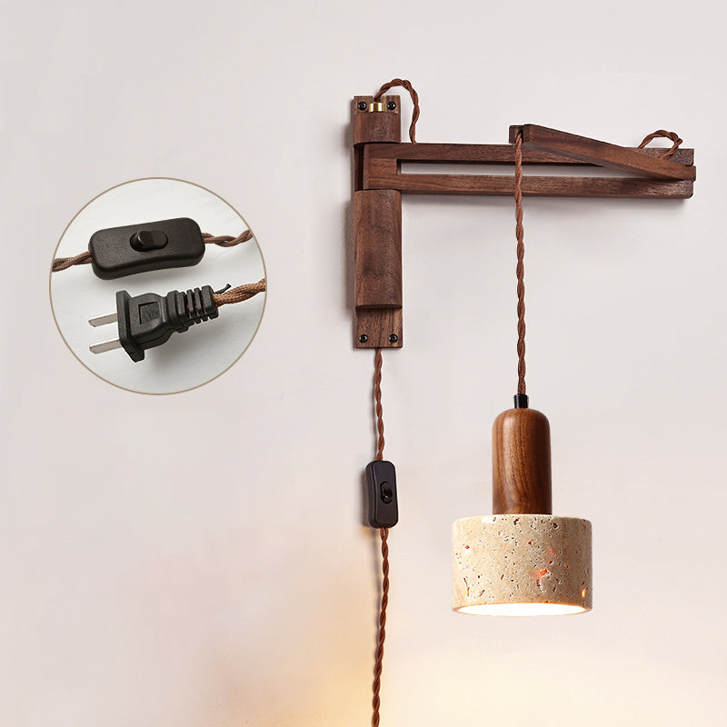 Cezoria Travertine Swing Arm Travertine Sconce Wall Lamp