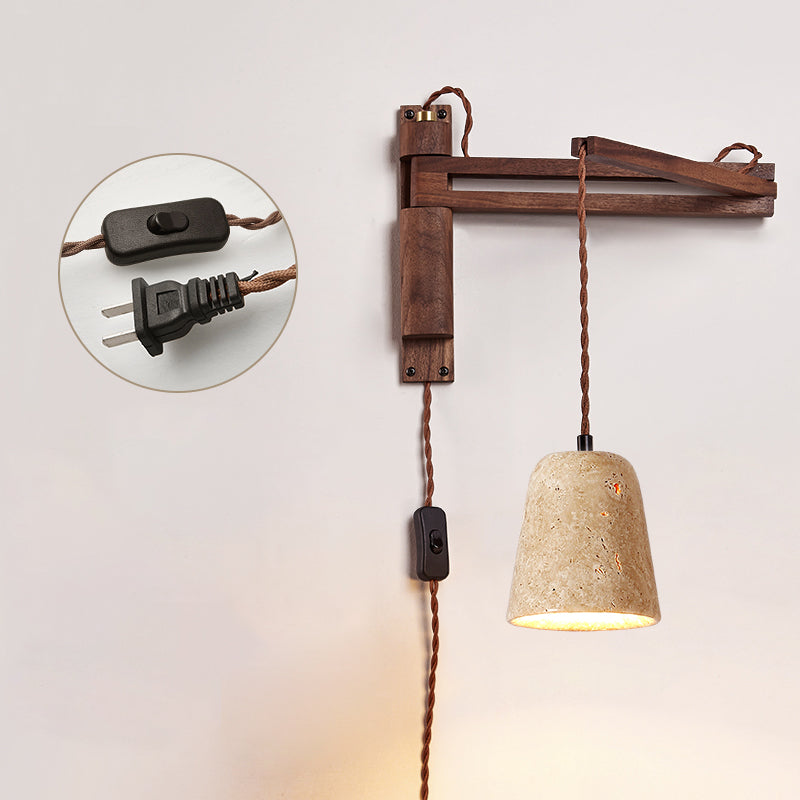 Cezoria Travertine Swing Arm Travertine Sconce Wall Lamp