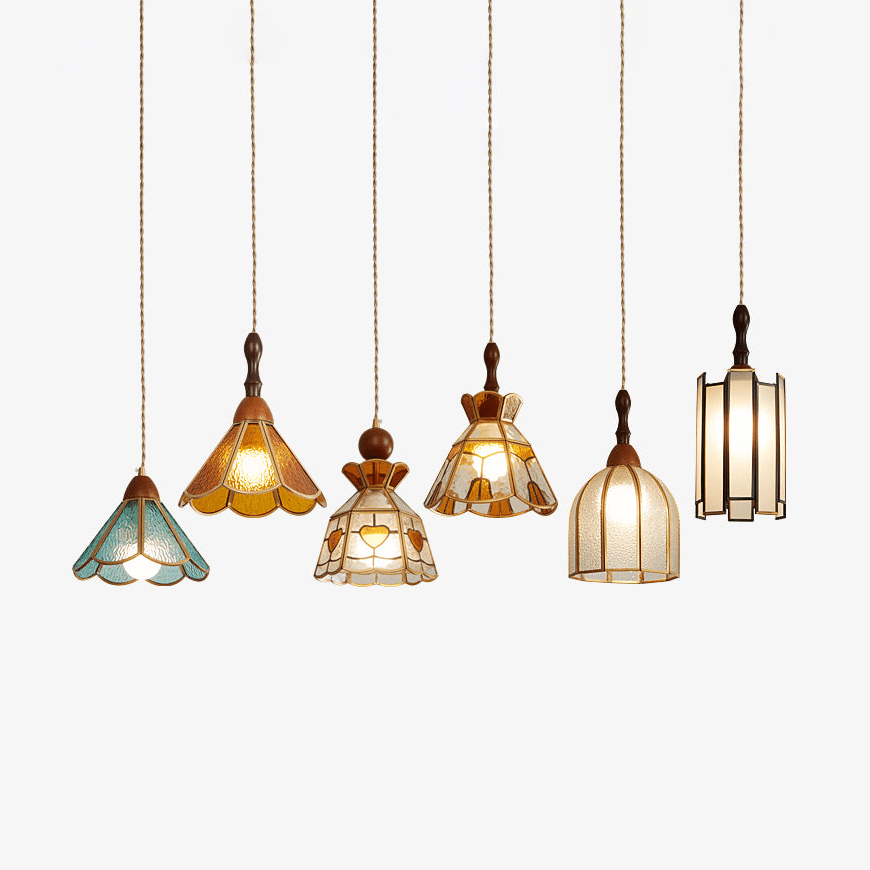 Florace Wood & Glass Vintage Pendant Lamp
