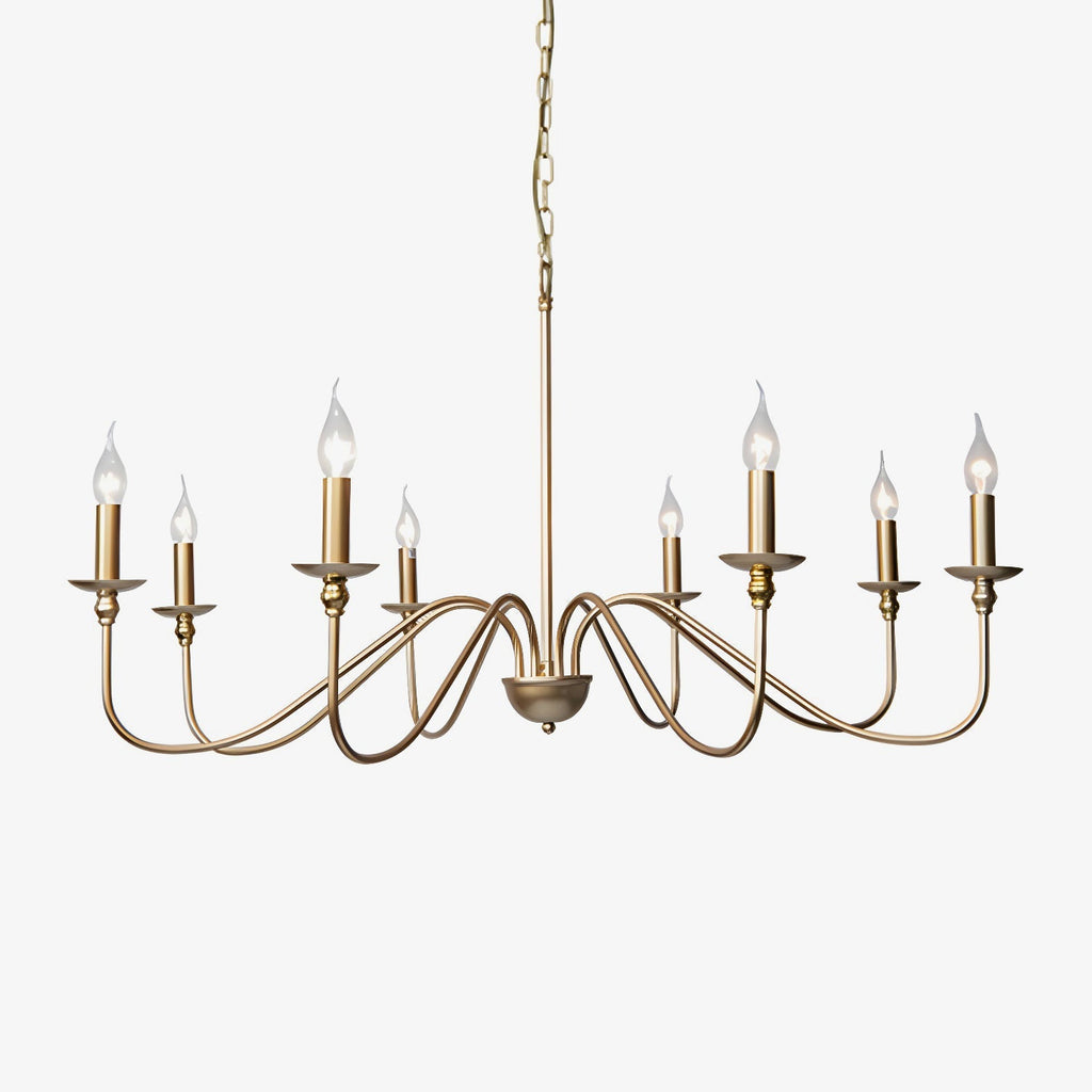 Lustra Chandelier Gold Candle Curved Arms
