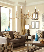 Lustra Chandelier Gold Candle Curved Arms