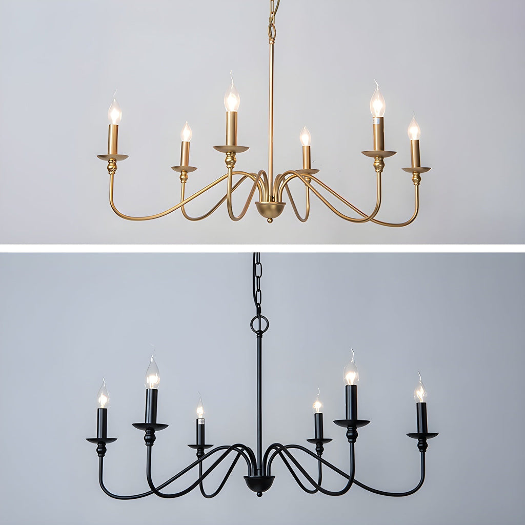 Lustra Chandelier Gold Candle Curved Arms