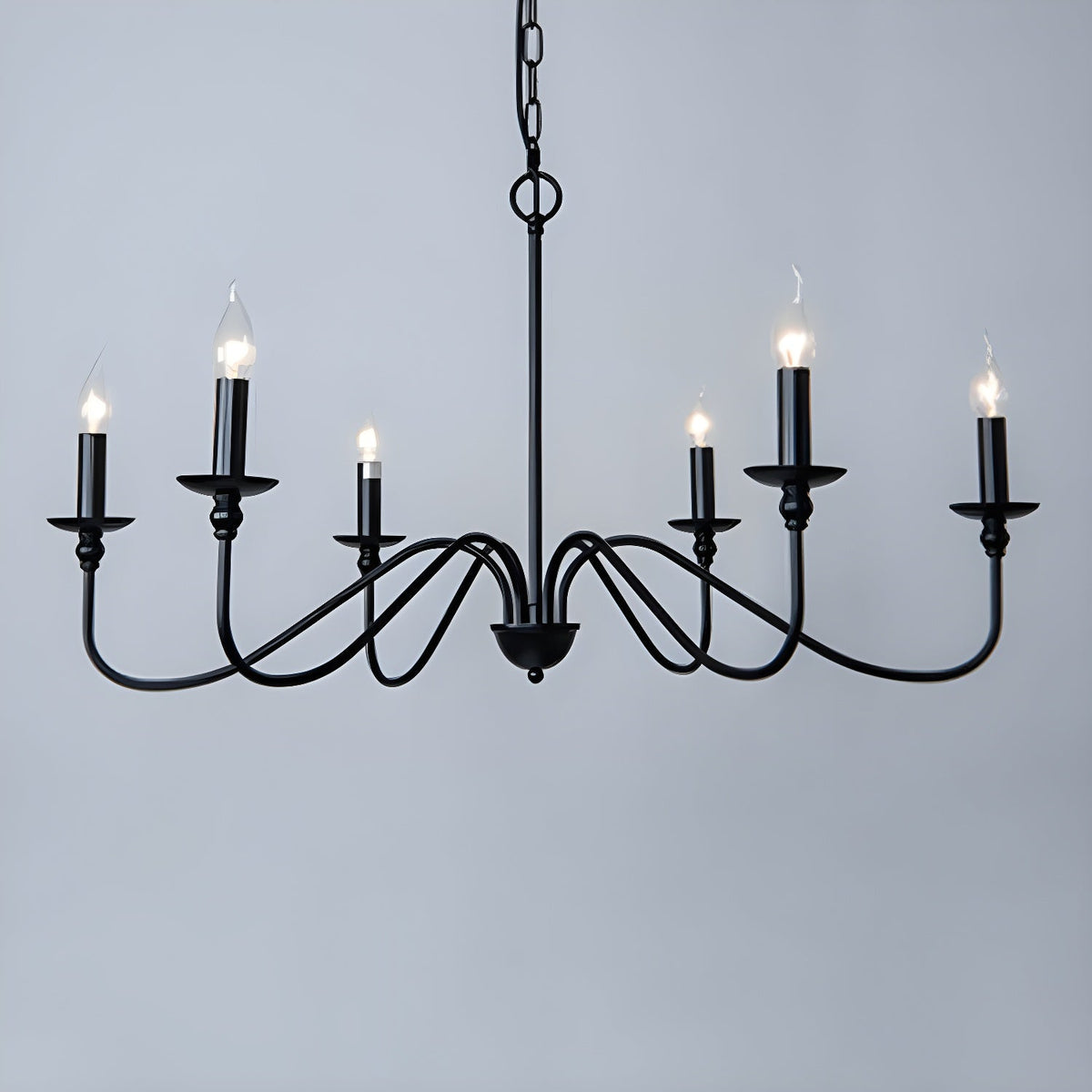 Lustra Chandelier Gold Candle Curved Arms