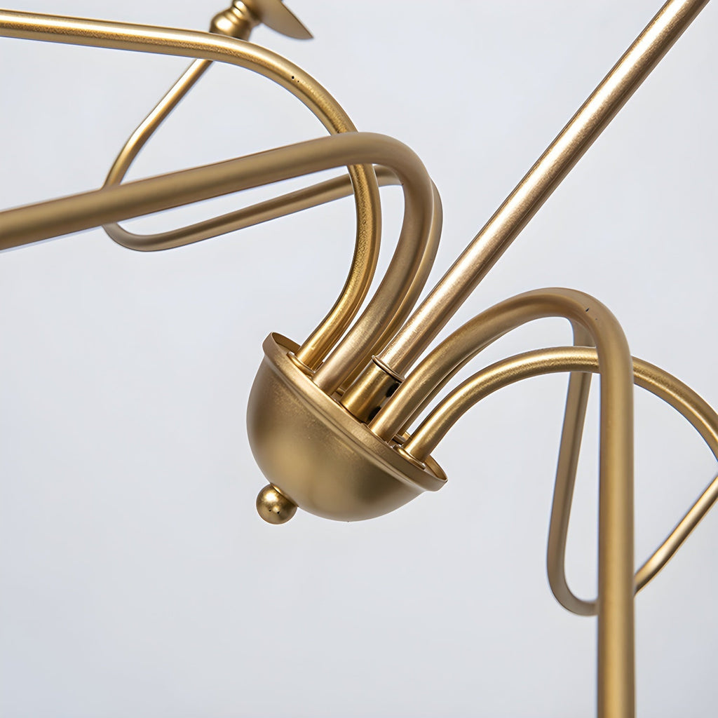Lustra Chandelier Gold Candle Curved Arms